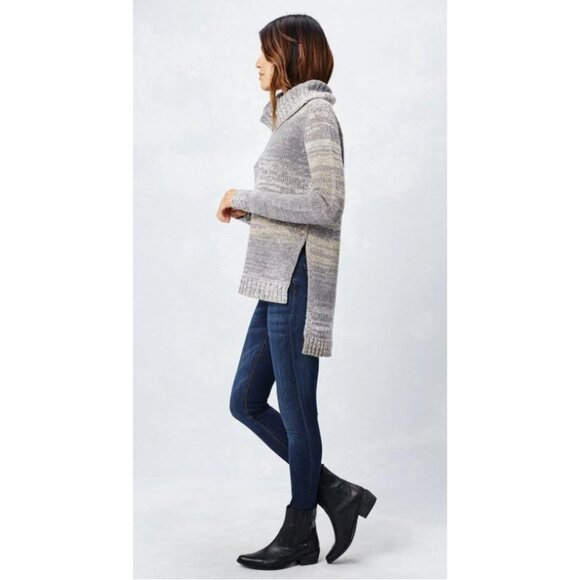 Lovestitch Jia Turtle Neck Hi-Low Sweater in Gray/Cream - Sz M - NWT - Picture 6 of 9